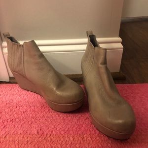 Chocolate blu shoe boot wedges.